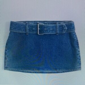 Denim Mini Skirt with Belt